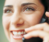 Smiling businesswoman on phone